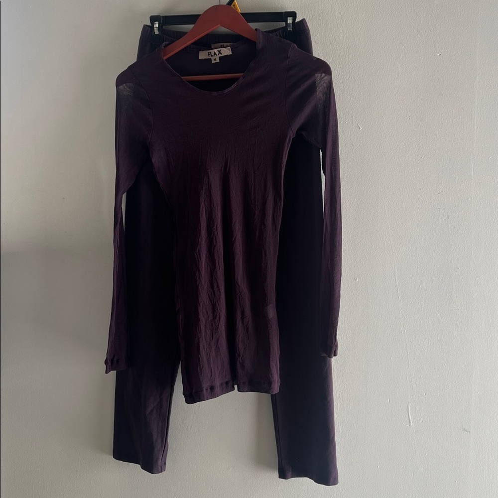 FLAX 2 pc. Set Leggings & Sheer Top Long sleeve Pullover Athletic Loungewear - Picture 16 of 16
